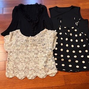 Chic Black and White Polka Dot Blouse Set